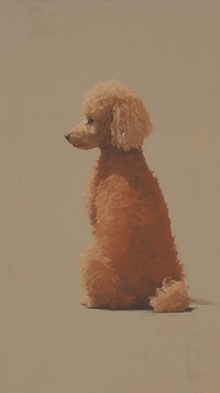 Acrylic paint of poodle toy animal mammal pet.