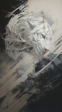 White tiger painting mammal art.