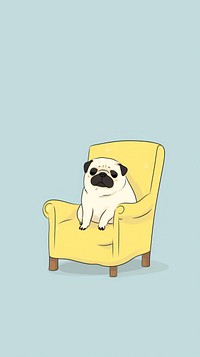 Pug selfie cute wallpaper armchair animal furniture.