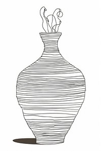 Continuous line drawing vase art pottery creativity.