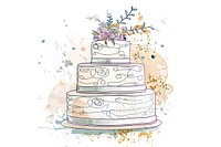 Continuous line drawing wedding cake dessert food celebration.