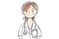 Hand-drawn sketch doctor drawing stethoscope illustrated.