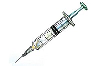 Hand-drawn sketch syringe injection medicine weaponry.