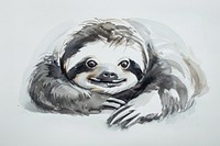 Monochromatic baby sloth wildlife drawing animal.