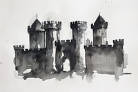 Monochromatic castle painting architecture building.