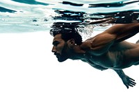 Man swimming recreation portrait outdoors.