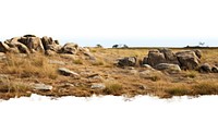 Rocky hilly dry grassfields outdoors nature ground.