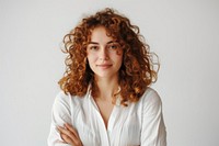 Radiant young woman with stunning curls who feels confident portrait adult smile.