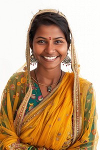 Cheerful indian woman portrait necklace jewelry.