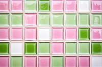 Tiles of green pink pattern backgrounds repetition flooring.
