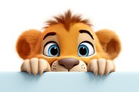Lion peeking cartoon animal cute.