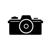 Camera icon black white background photographing.