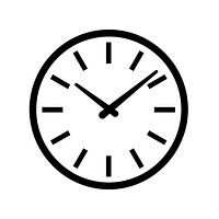 Clock logo icon white black monochrome.