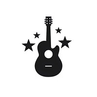 Guitar logo icon silhouette white background performance.