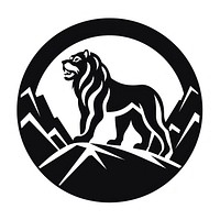 Lion standing on a mountain icon logo silhouette symbol.