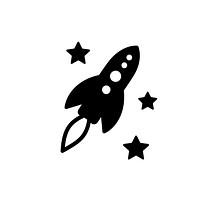Rocket logo icon silhouette symbol black.