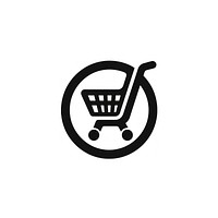 Shopping cart logo icon black consumerism trademark.