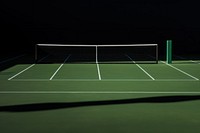 A tennis court racket sports ball.