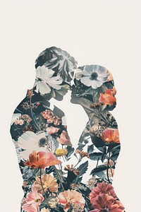 Flower Collage couple hugging pattern collage flower.