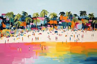 Tropical beach summer painting outdoors art.