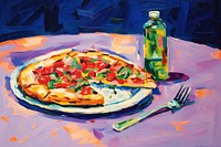 Pizza picnic painting food fork.