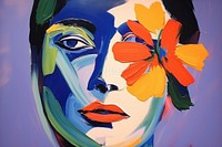 Face with flower painting art representation.