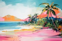 Tropical beach summer painting outdoors tropics.