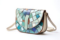 Mosaic tiles art of woman bag handbag shape white background.