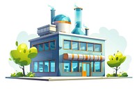 Cartoon of laboratory architecture building house.