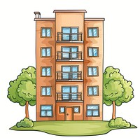 Cartoon of apartment architecture building city.