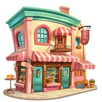 Cartoon of bakery shop architecture building confectionery.