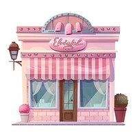 Cartoon of beauty salon architecture building restaurant.