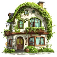 Cartoon of eco smart home architecture building house.