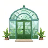 Cartoon of greenhouse architecture building plant.