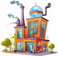 Cartoon of laboratory architecture building technology.