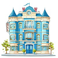 Cartoon of police station architecture building house.