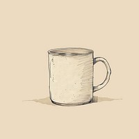 Hand drawn of mug drawing sketch coffee.