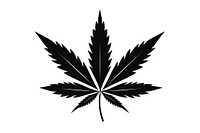 Cannabis leaf plant black white background.