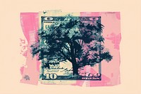 Drawing banknote with tree backgrounds money art.