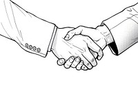 Outline sketching illustration of a handshake cartoon monochrome agreement.