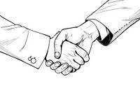 Outline sketching illustration of a handshake cartoon transportation togetherness.