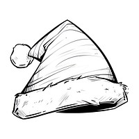 Outline sketching illustration of a santa hat cartoon drawing illustrated.