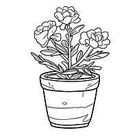 Outline sketching illustration of a plant pot cartoon drawing illustrated.