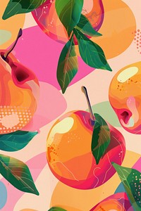 Colorful peach on contrast background backgrounds pattern fruit.