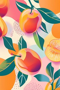 Colorful peach on contrast background backgrounds fruit plant.