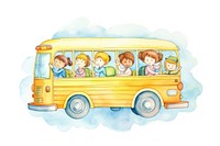 Children happy in school bus vehicle white background transportation.