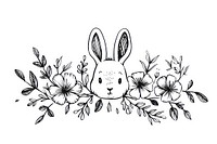 Divider doodle flower bunny pattern drawing sketch.