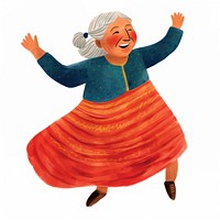 Grandma dancing white background representation retirement.