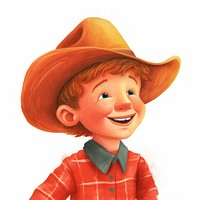 Cowboy kid red white background happiness.