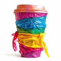 Coffee cup made from polyethylene plastic white background refreshment.